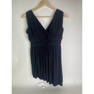 Great Lengths Womens Size 8 One Piece Skirted Swimsuit Black Asymmetrical